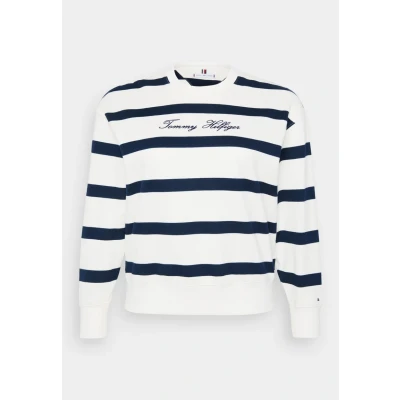 Afbeelding van Tommy Hilfiger Curve Script Longsleeve Ivory/dark night navy, Dames, Maat: 46, navy