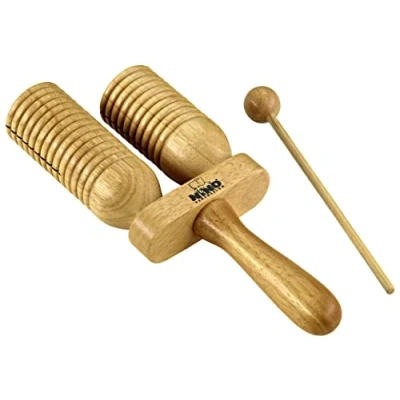 Afbeelding van Nino Percussion Wood A Go Instrument klokken muziekinstrument voor kinderen vanaf 3 jaar 2 rijen Siam eiken, natuur (NINO560)