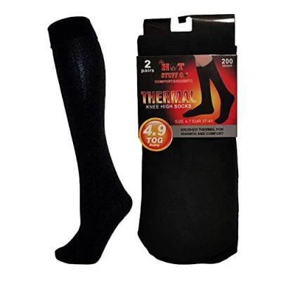 Afbeelding van undercover lingerie 2 paar vrouwen zwarte dikke thermische geborstelde voering warme kniekousen of over de Knie Sokken, Hoge 37 40 EU