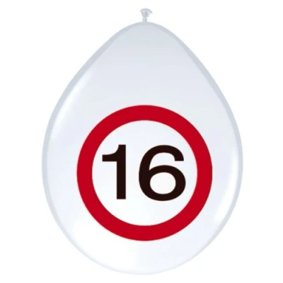 Afbeelding van Ballon 16 jaar Verkeersbord 8 stuks