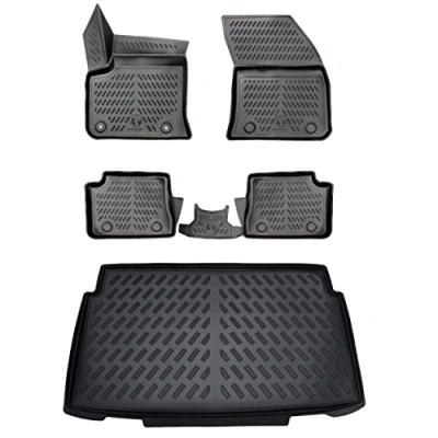 Afbeelding van ELMASLINE 3D rubberen matten &amp; kofferbakmat voor Opel mokka e vanaf 2021 (verzonken laadvloer) elektrisch voetmatten accessoires