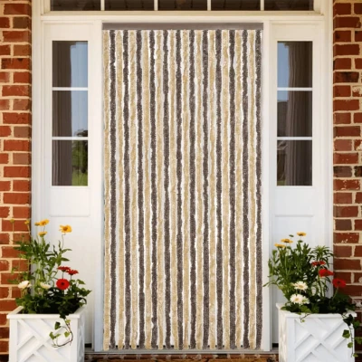 Afbeelding van Vliegengordijn 100x230 cm chenille donkerbruin en beige