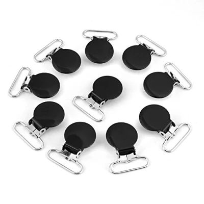 Afbeelding van Metalen fopspeen clips, ronde kettingclips bretels clips dummy teppel houder voor baby peuters 10 stuks (zwart)
