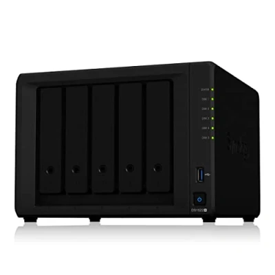 Afbeelding van Synology DS1522+ 5 Bay DiskStation NAS AMD Ryzen R1600 8GB RAM 4xRJ 45 1GbE LAN poort, bundel met 5x4TB WD Red Plus HDDs