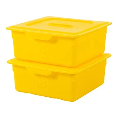 Afbeelding van Iris Ohyama, Plastic Kinderbak, Set van 2, 10 L, Met Deksel, BPA Vrij, Stapelbaar, Woonkamer, Slaapkamer, Speelkamer KDL 330 Fuchsia