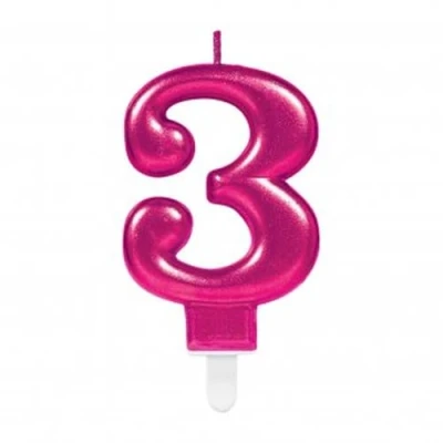 Afbeelding van Amscan Verjaardagskaars &#039;&#039;3&#039;&#039; Roze 9,3 Cm