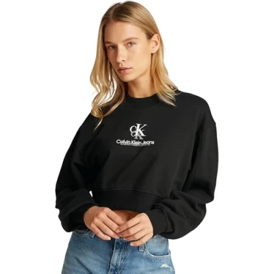 Afbeelding van Calvin Klein Jeans Shadow Graphic Crewneck Sweater, Dames, Maat: Large, Black
