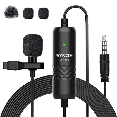 Afbeelding van SYNCO Lavalier microfoon, clip on omnidirectionele microfoon met windscherm, 3,5 mm TRS / TRRS, 6 meter voor smartphone mobiele telefoon iPhone Android Huawei Samsung, pc laptop, camera DSLR Lav S6E