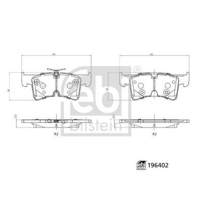 Afbeelding van FEBI BILSTEIN 196402 Remblokkenset Achteras Excl. slijtage waarschuwingscontact VOLKSWAGEN: Multivan T7 (STM, STN) 1.5 TSi, 2.0 1.4 e Hybrid