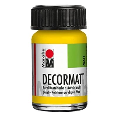 Afbeelding van Marabu 14010039019 decormat acryl geel 019, 15 ml, fluwelen matte acrylverf op waterbasis, romig en kleurintensief, speekselbestendig, weerbestendig, voor vrij schilderen sjabloneren