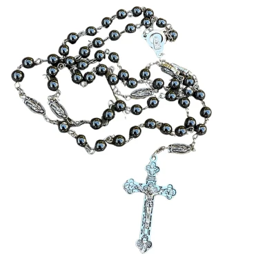 Afbeelding van Ketting obsidiaan zwart Rozenkrans Charme Bijoux