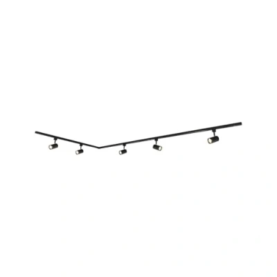 Afbeelding van PRIOS Jorell elektrische raillamp dimbaar (modern) in zwart aluminium e. a. voor woonkamer en eetkamer (met 5 lampen, GU10), 1 fase rail, projector