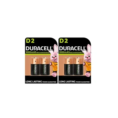 Afbeelding van 4 x Duracell D oplaadbare 3000 mAh (2 blisters met elk 2 batterijen) batterijen