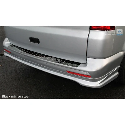 Afbeelding van Avisa Zwart Chroom RVS Achterbumperprotector passend voor VW Transporter T5 2003 2015 (alle) &amp; T6 / FL 2019 (met achterdeuren) &#039;Ribs&#039;