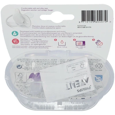 Afbeelding van Philips Avent Ultra Soft Fopspeen 2 Stuks 0 6 Maanden Paars