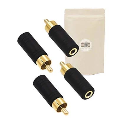 Afbeelding van 4x adapter jack RCA mannelijke mini plug 3,5 mm vrouwelijk mono verguld minijack adaptief merk Frans