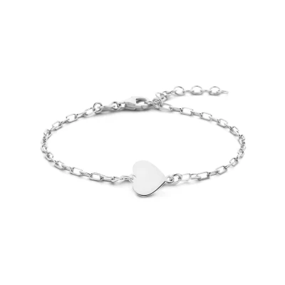 Afbeelding van zilver gerhodineerd armband hart 16 + 3 cm 1336399