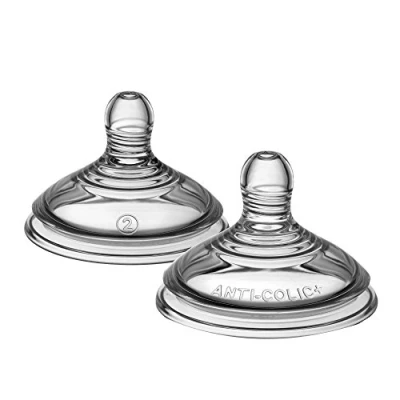 Afbeelding van Tommee Tippee Advanced anti Colic Zuigfleszuiger, gemiddelde doorstroming, 3 maanden, borstachtig voor een natuurlijke sluiting, kolic ventiel, zachte siliconen, 2 stuks