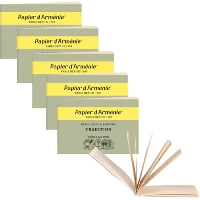 Afbeelding van papier d&#039;armenie Armenisch 5 x briefjes van 12 vellen 3 strepen.