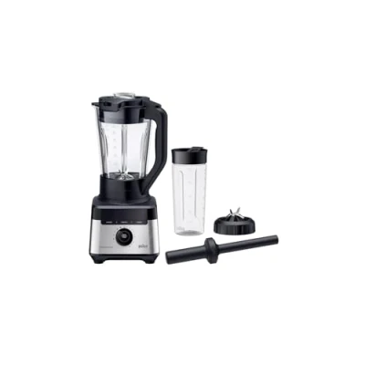 Afbeelding van Braun Blender PowerBlend 7 JB7551BK, 1,7 l glazen kan, 10 snelheden + puls, automatische eetprogramma&#039;s, PrecisionCrush lemmet, reinigingsprogramma, stamper en fles van 600 ml, 1400 W, zwart
