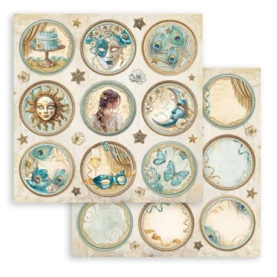 Afbeelding van Stamperia Scrapbook Sheets for Scrapbooks, Albums, Card Making, Bullet Journals and More, Acid Free, Double Sided, Perfect Crafts Gifting (Masquerade, Rounds) (30.5 x 30.5cm)