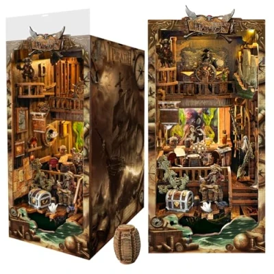 Afbeelding van DIY Book Nook Kit 3D Houten Puzzel, Poppenhuis met LED Boekensteun Ambachten Hobby Geschenken