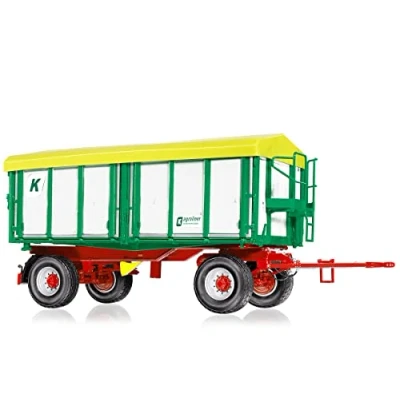 Afbeelding van WIKING 077866 Kröger twee assige driezijdige kipwagen HDK 302, model, 1:32, metaal/kunststof, vanaf 14 jaar, veel functies, afneembaar dak, zij en achterkipfunctie, wit