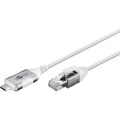 Afbeelding van Goobay USB C naar RJ45 LAN kabel Slimline USB3.0 CAT6 wit 5 meter