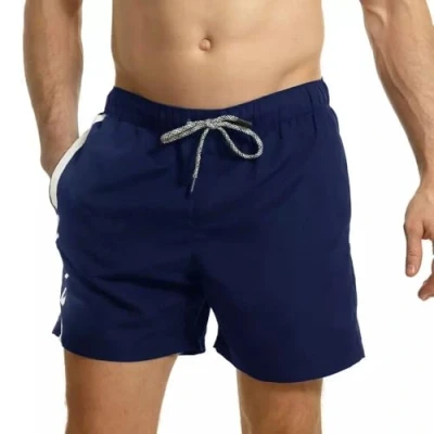 Afbeelding van Ript Essentials Mannen Verticale Streep Sneldrogende UV 50 Zonwering Perzik Finish Zwembroek Trunks, Navy/Wit, X Large