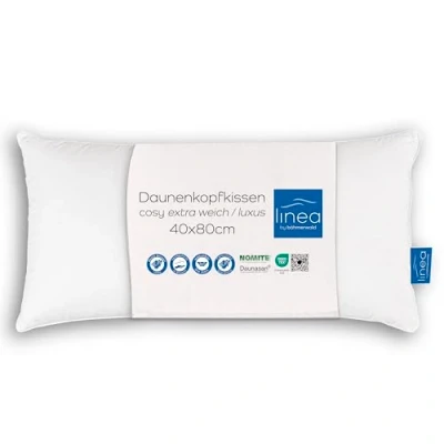Afbeelding van Böhmerwald Luxe hoofdkussen, 100% dons, vulgewicht: 300 g, ondersteunend comfort: extra zacht, 40 x 80 cm, wit, 1 stuk (1 stuk)