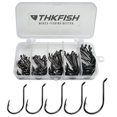 Afbeelding van THKFISH 100 Stks/doos Offset Octopus Snavel Vissen Haken Meerval Drop Shot Weerhaken Cirkel Vis Voor 1/0 3/0 4/0 5/0 6/0 A STIJL
