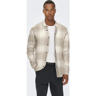 Afbeelding van Only &amp; Sons Gudmund Checked NOOS Overhemd, Heren, Maat: Large, Beige