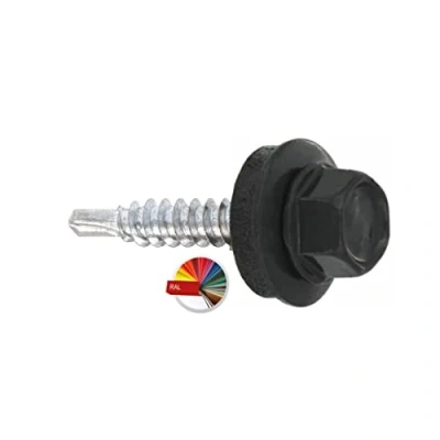 Afbeelding van Boorschroeven met EPDM sluitring 4,8 х 19 mm 250 stuks RAL: 7016 (antracietgrijs) galv. verzinkt trapeziumplaatschroeven WSB voor bevestiging van plaatstaal overlapping
