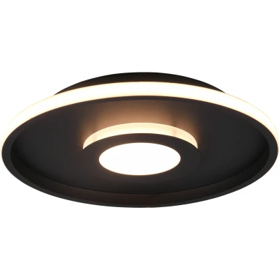 Afbeelding van Trio, Plafondlamp, Ascari incl. 1 x LED, SMD, 35,0 W, 3000 K, 4100 lm, kunststof, wit, lichaam: metaal, mat zwart Ø:40,0 cm, H:6,8 IP44,