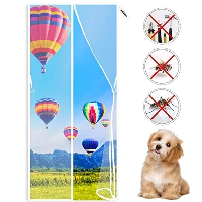 Afbeelding van Magnetische hordeur 155 x 200 cm voor balkondeur, woonkamer, kelderdeur, terrasdeur Wit