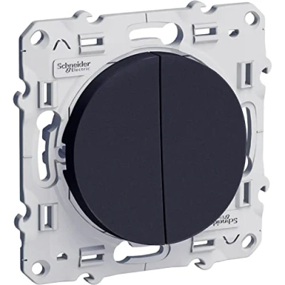 Afbeelding van Schneider Electric S540216 Odace, dubbele knop, 10 AX, antraciet antraciet, schroefsluiting, snelkoppeling