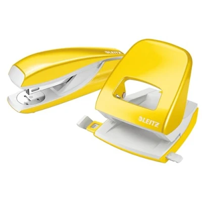 Afbeelding van Leitz 50951016 Nietmachine En Perforeerset, Niet Of Perforeert Tot 30 Vellen, Nietjes Meegeleverd, WOW, Geel