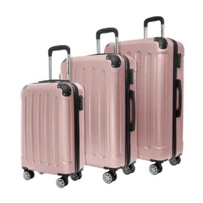 Afbeelding van TRVLMORE Kofferset 3 Delig 38L Handbagage + 110L Ruimbagage Lichtgewicht Trolley Reiskoffer Set Roségoud