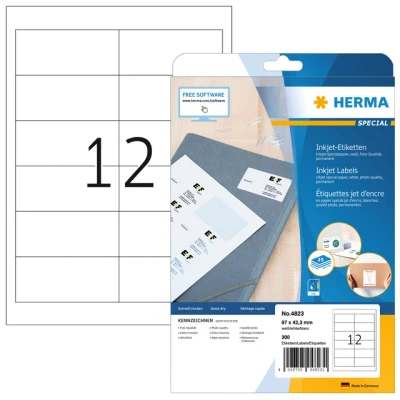 Afbeelding van Etiket HERMA 4823 96.5x42.3mm wit 300stuks