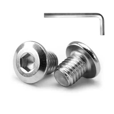 Afbeelding van MINHER M6 x 10 mm, 20 stuks, platte kop, binnenzeskant, schroeven voor meubels, roestvrij staal A2 V2A, volledige schroefdraad (met inbussleutel)