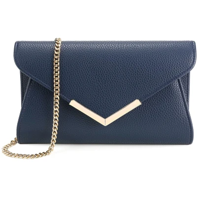 Afbeelding van Milisente Clutch Dames Leren Avondtas Kleine Schoudertas (Embossed L blauw)