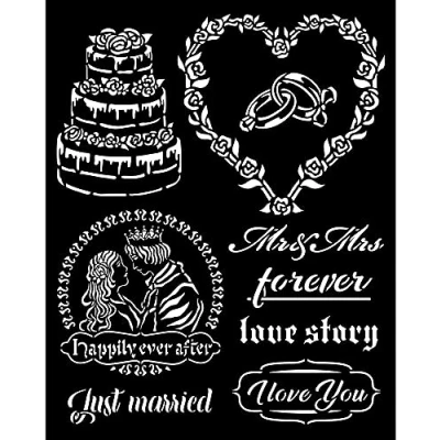 Afbeelding van Stamperia Thick Stencil 20x25cm Sleeping Beauty Just Married (KSTD080) (DISCONTINUED)