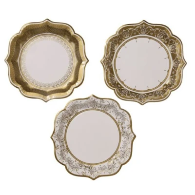 Afbeelding van Talking Tables papieren borden, uniek, glamoureus, elegant, wegwerpservies, voor kersttafel, verjaardagsfeest, bruiloften, jubileum, oudejaarsavond, 20 cm (12 stuks in 3 designs)
