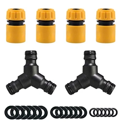 Afbeelding van YAAVAAW 6 stuks tuinslangconnector Bevat 4 slangeindconnector &amp; 2 Y mannelijke slangconnector splitter, fitting voor 1/2 inch (15 mm) slanguiteinde snelkoppeling en shunt