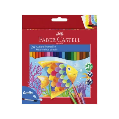Afbeelding van Kleurpotloden Faber Castell aquarel incl penseel set à 24 stuks assorti
