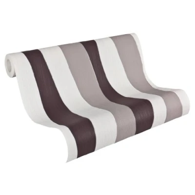 Afbeelding van STREPEN BEHANG Bruin Creme Zilver Metallic AS Creation Simply Stripes