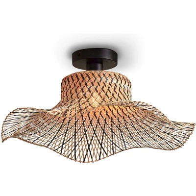 Afbeelding van Good&amp;Mojo Plafonniere Ibiza Bamboe Wavy Small Naturel Zwart 50x50x15cm