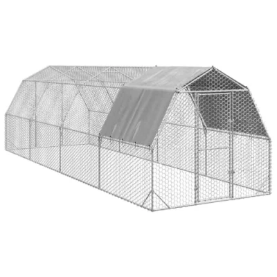 Afbeelding van vidaXL Kippenren met dak 2,5x8x2,25 m gegalvaniseerd staal, inloopkippenren, metalen kippenren, inloopkippenhok, kippenhok