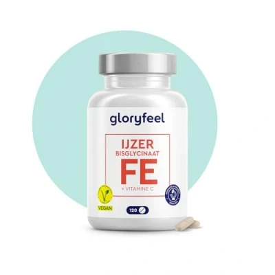 Afbeelding van Ijzer tabletten met natuurlijke vitamine C (40mg) 120 voor 4 maanden voorraad Ijzerbisglycinaat + acerola (vitamine C) Veganistisch Goed verdragen &amp; laboratorium getest