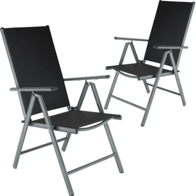 Afbeelding van tectake Aluminium tuinstoel set van 2 stuks tuin stoel antraciet zwart